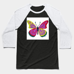 bullet with butterfly wings ecopop mandala zentangle mexican pattern art Baseball T-Shirt
